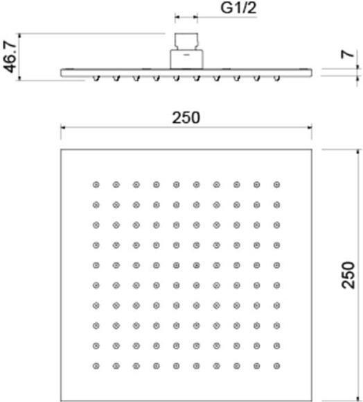 Верхний душ Aquanet AQ2076CR квадратный 250х250х7 мм хром AQ2076CR