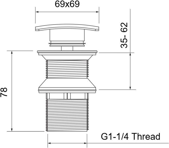 Донный клапан Aquatek Push-open с переливом квадратная крышка матовый черный AQ6004MB