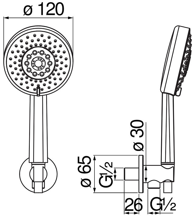 Душевой набор с шланговым подсоединением Nobili AD146/47FLP черный глянцевый