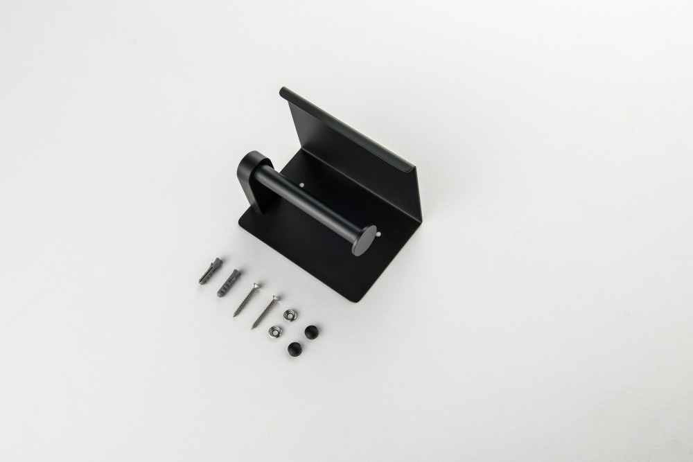 Бумагодержатель с полкой Aquanet Europa AQ4939MB матовый черный AQ4939MB