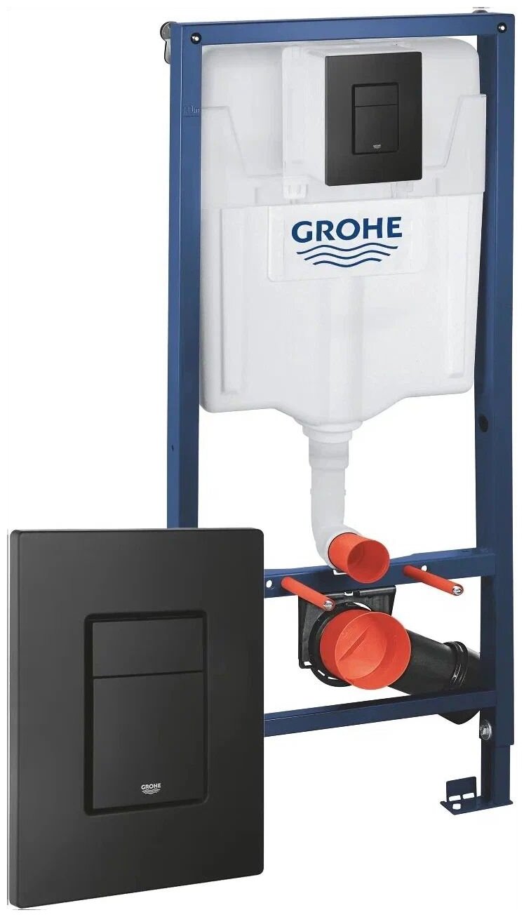 Система инсталляции для подвесного унитаза GROHE Solido 3 в 1 с панелью смыва 38966KF0 матовый черный 38811KF0