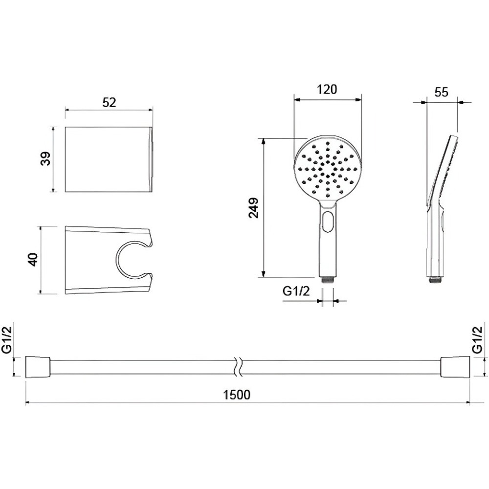 Душевой набор Aquanet Оберон Select 120 3jet шлифованное золото AQ2033BG