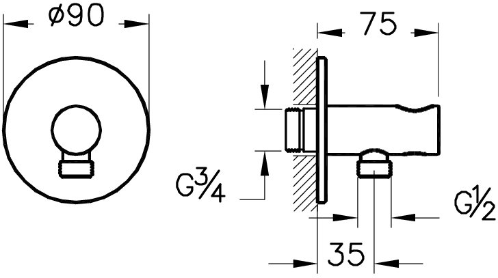Смеситель с гигиеническим душем VitrA Hygienic встраиваемый на 2 отверстия A49271EXP
