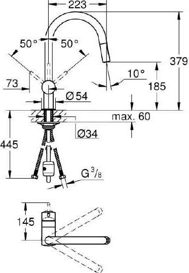 Смеситель для кухни GROHE Minta с выдвижным изливом хром 32321002