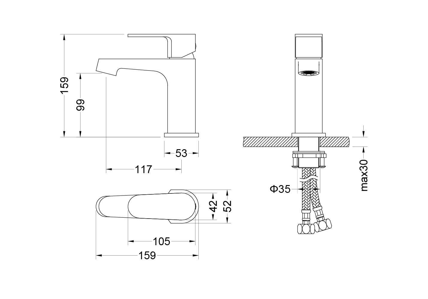 Смеситель для раковины Aquanet Oberon 98 мм шлифованное золото AQ1210BG