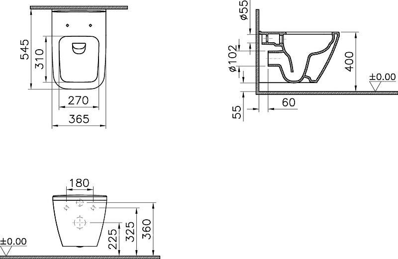 Комплект унитаз подвесной VitrA Integra Square с тонким сиденьем микролифт, инсталляцией и панелью смыва 9856B003-7206