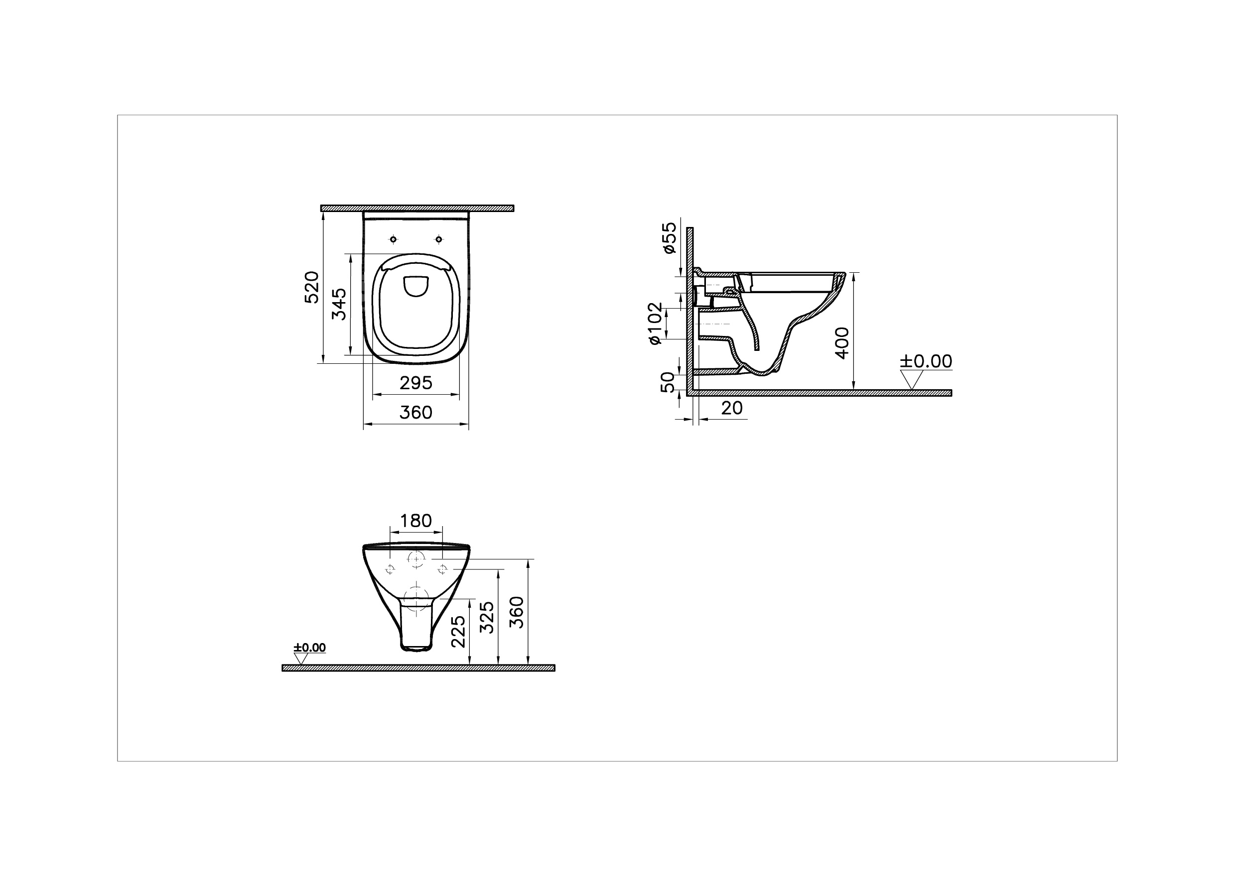 Унитаз подвесной VitrA S20 безободковый 7508B003-0075