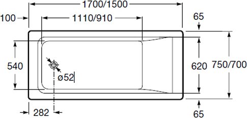 Ванна акриловая Roca Easy 170x75 см прямоугольная ZRU9302899