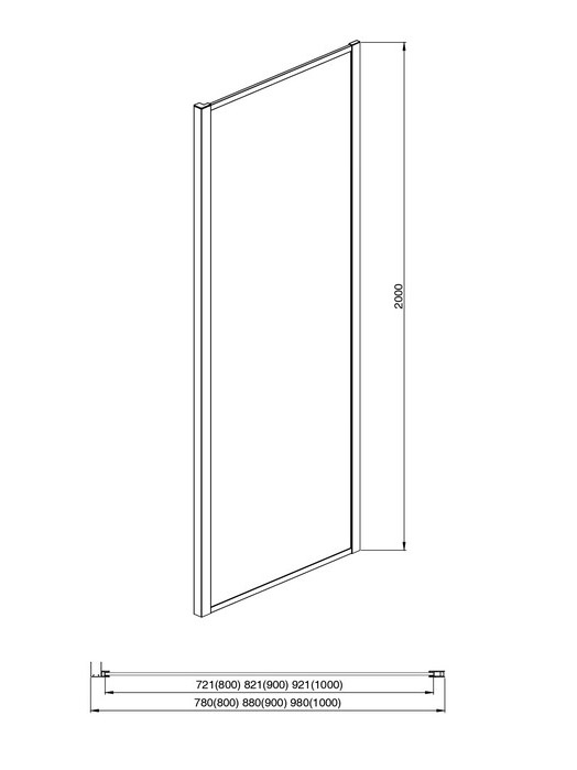 Душевая стенка неподвижная Aquanet Ari WA 10020GM 1000x2000 мм оружейная сталь AQ ARI WA 10020GM
