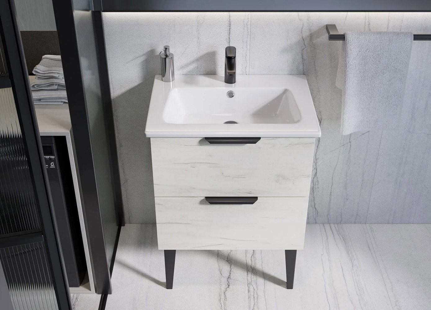 Умывальник мебельный Sanita Luxe Family 60 белый WB.FN/Family/60-C/WHT.G/S1