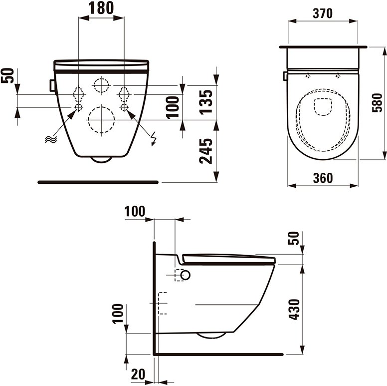 Унитаз-биде подвесной Laufen CLEANET NAVIA Rimless безободковый 8.2060.1.400.000.1