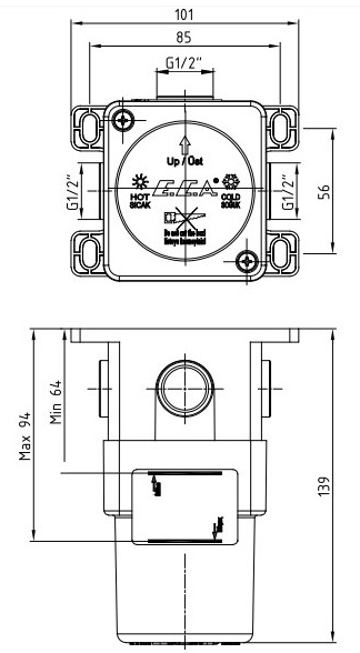 Скрытая часть смесителя TOPAZ матовый черный 102166102C1EX
