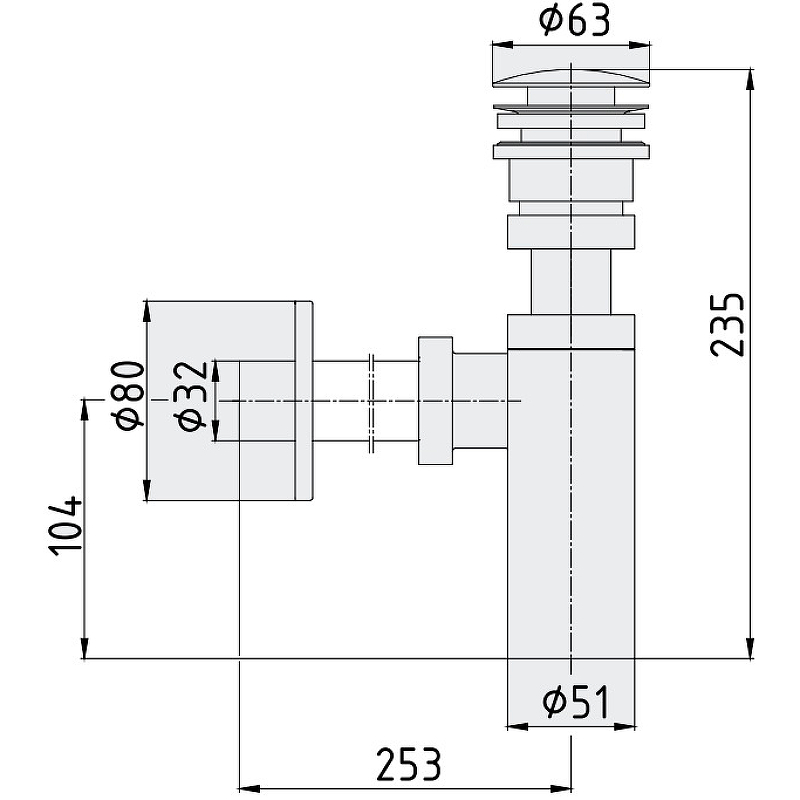 Сифон для раковины E.C.A. матовый черный 102119055C1EX