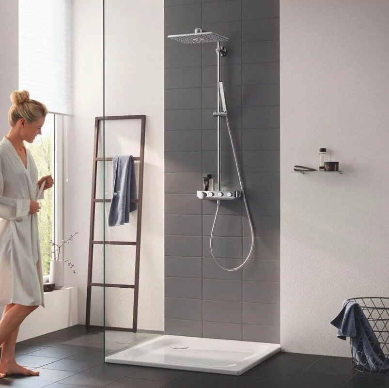 Душевая система с термостатом GROHE Euphoria SmartControl 310 DUO Cube белая луна 26508LS0