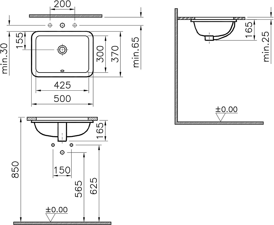 Раковина встраиваемая снизу VitrA S20 43 см 5474B003-0618