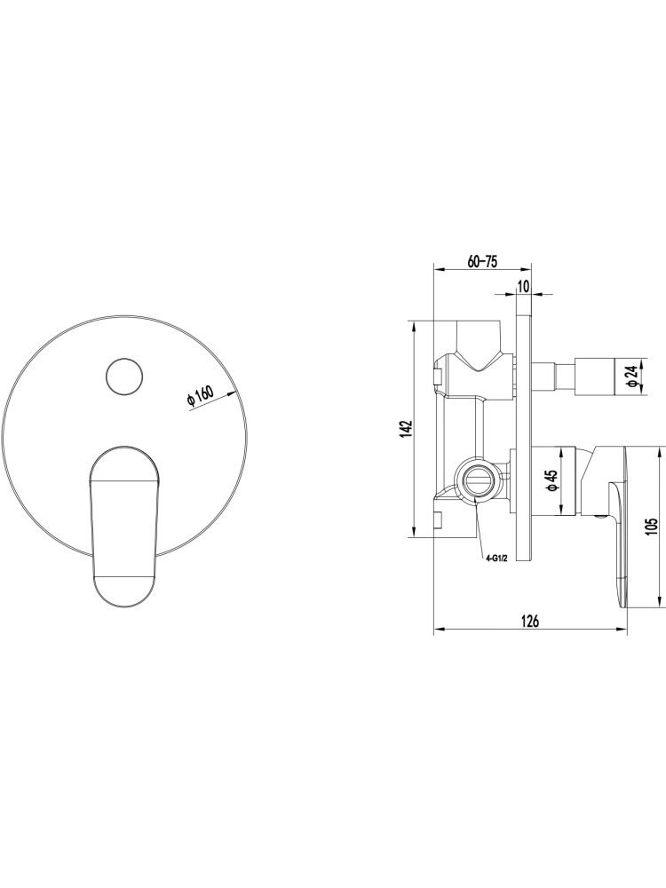 Смеситель для ванны скрытого монтажа Aquanet Ника комплект хром AQ1846CR