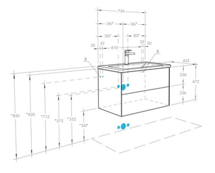 Комплект мебели для ванной Aquaton Сохо 75 Слэйт/галька серая с раковиной Элина 75 1A2581K1AJ9A0
