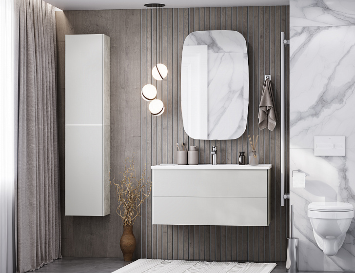 Комплект мебели для ванной Aquaton Сохо 75 Слэйт/галька серая с раковиной Элина 75 1A2581K1AJ9A0