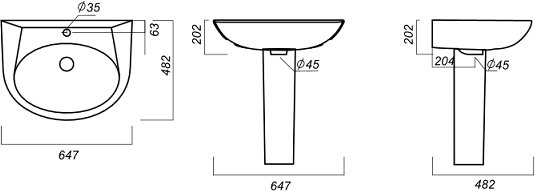 Умывальник пьедестальный VitrA Classic 65 Белый WB.PD/Classic/65-C/WHT.G/S1