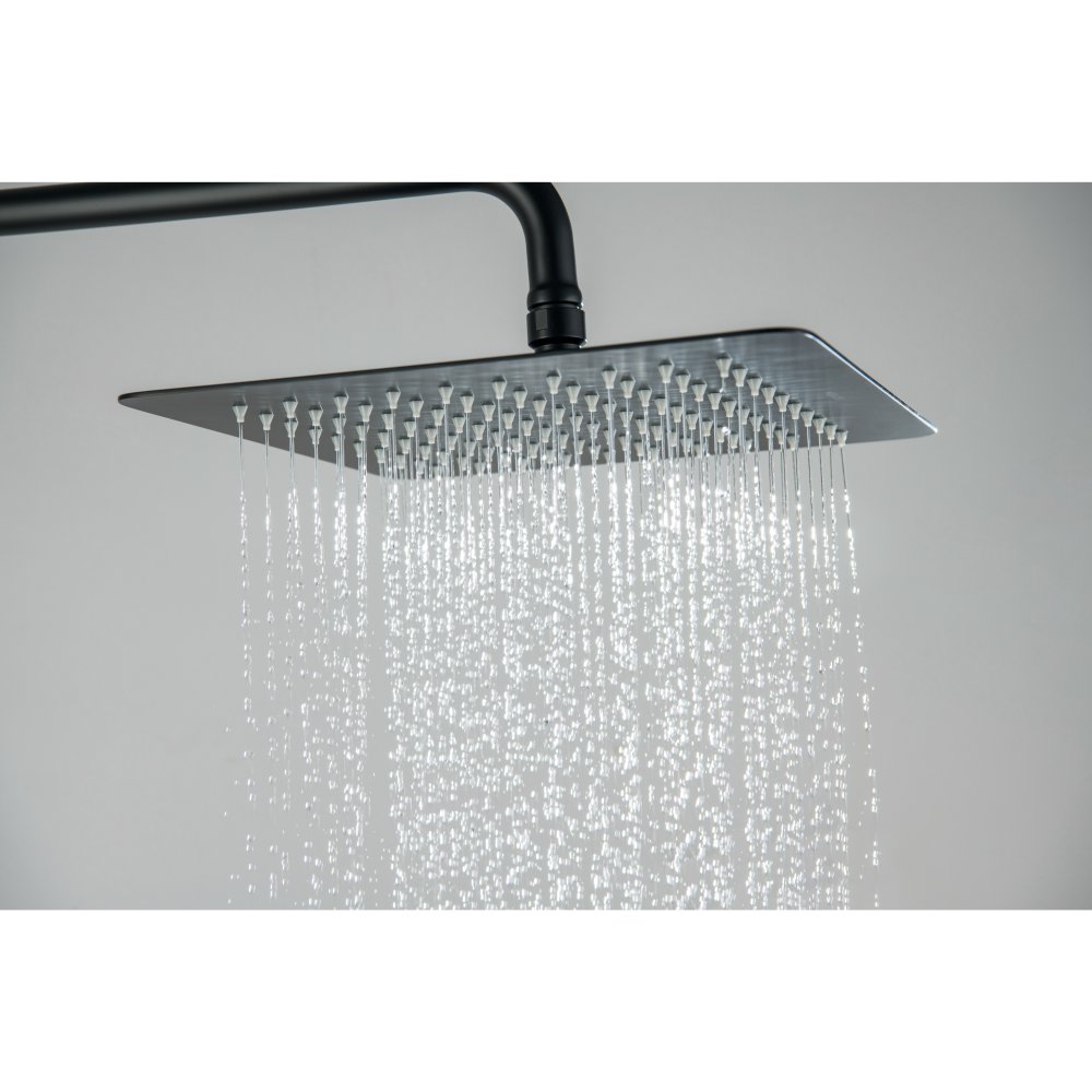 Душевая система Aquanet Лира AQ2465MB со смесителем для душа 250х250 мм матовый черный AQ2465MB