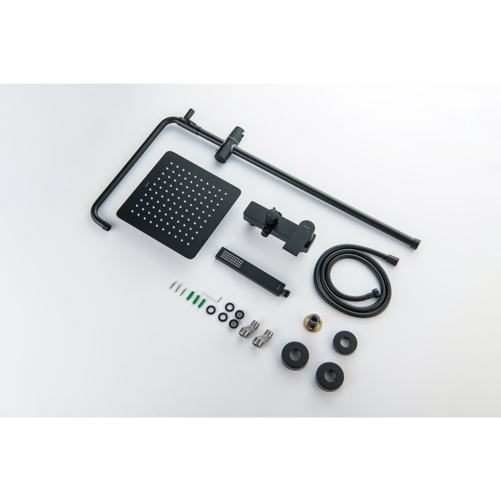 Душевая система Aquanet Лира AQ2465MB со смесителем для душа 250х250 мм матовый черный AQ2465MB