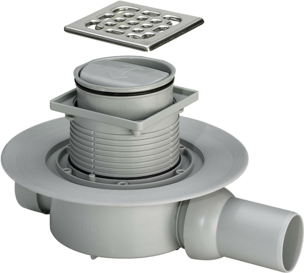 Трап для душа Viega Advantix с сухим затвором и решеткой 100х100 мм 583217