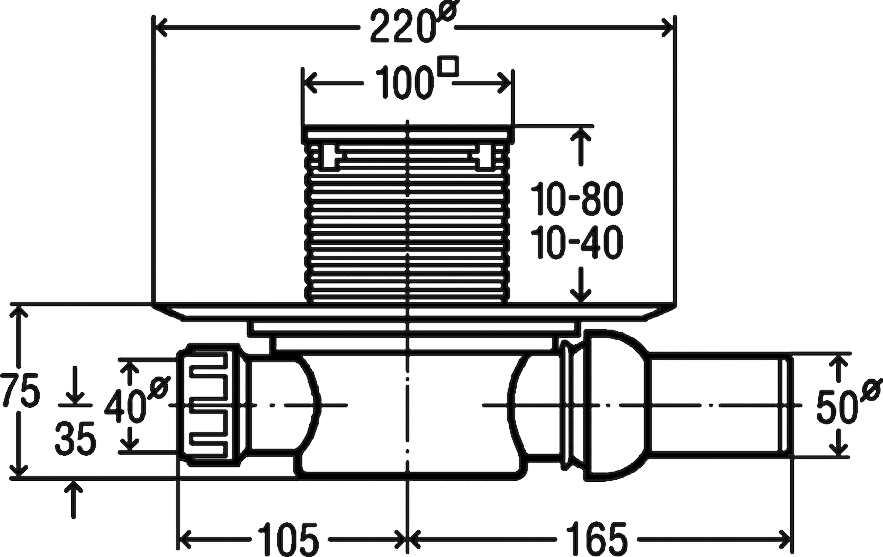 Трап для душа Viega Advantix с сухим затвором и решеткой 100х100 мм 583217