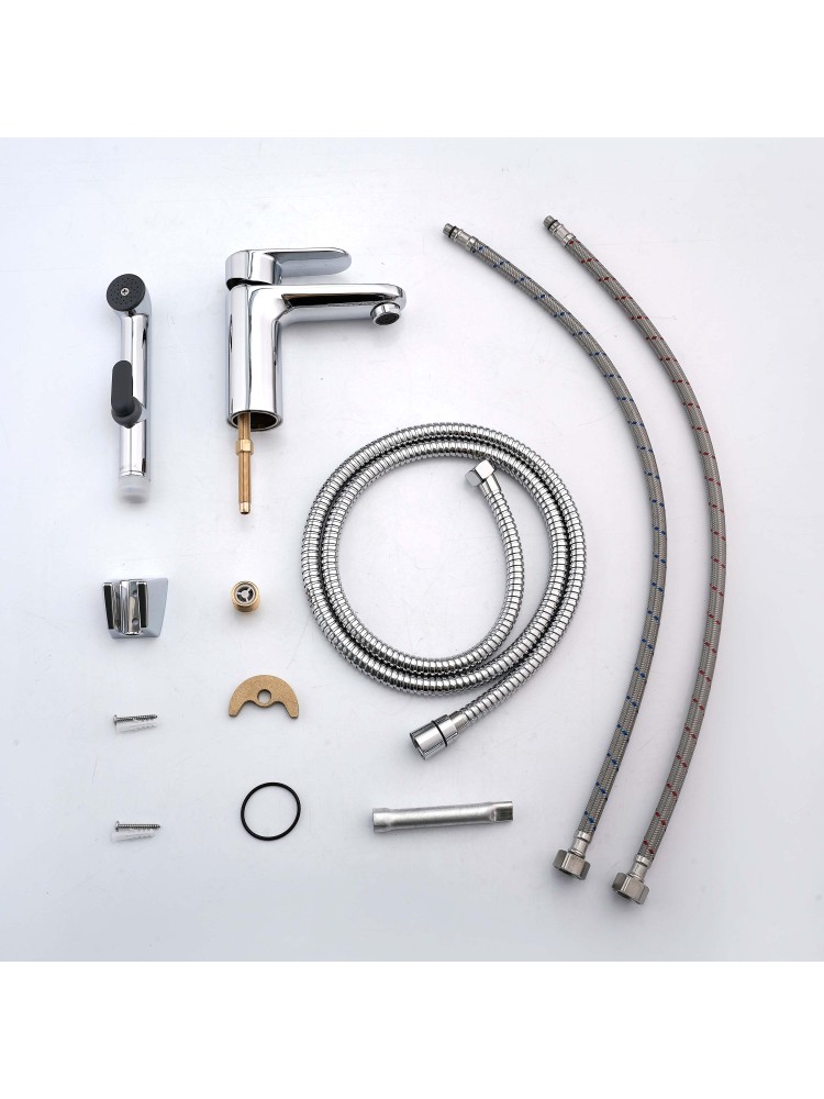 Смеситель для раковины Aquanet Ника с гигиеническим душем хром AQ1812CR