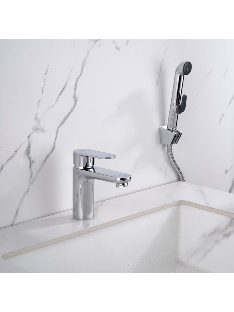 Смеситель для раковины Aquanet Ника с гигиеническим душем хром AQ1812CR