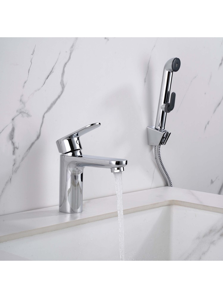 Смеситель для раковины Aquanet Ника с гигиеническим душем хром AQ1812CR