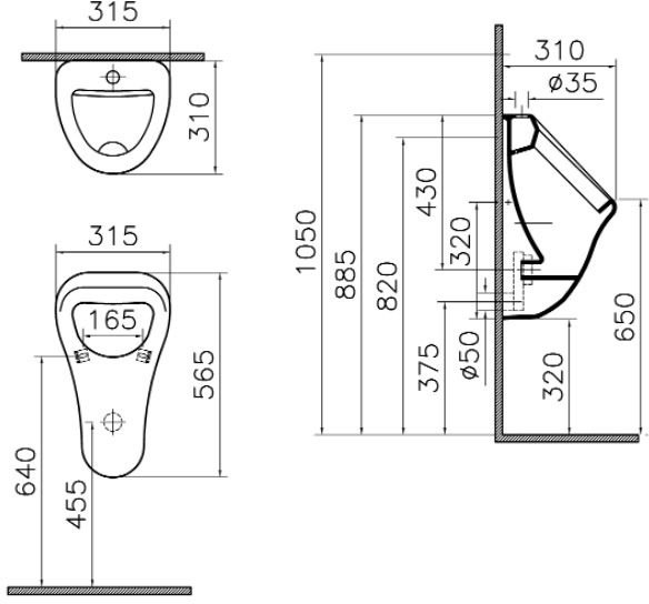 Писсуар VitrA Arkitekt подвод воды сверху 6202B003-0198
