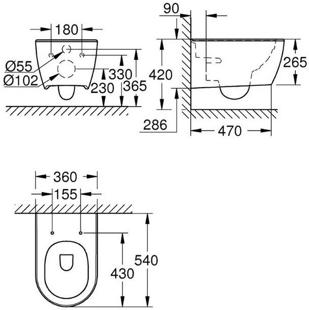 Унитаз подвесной GROHE Essence Ceramic PureGuard 3957100H