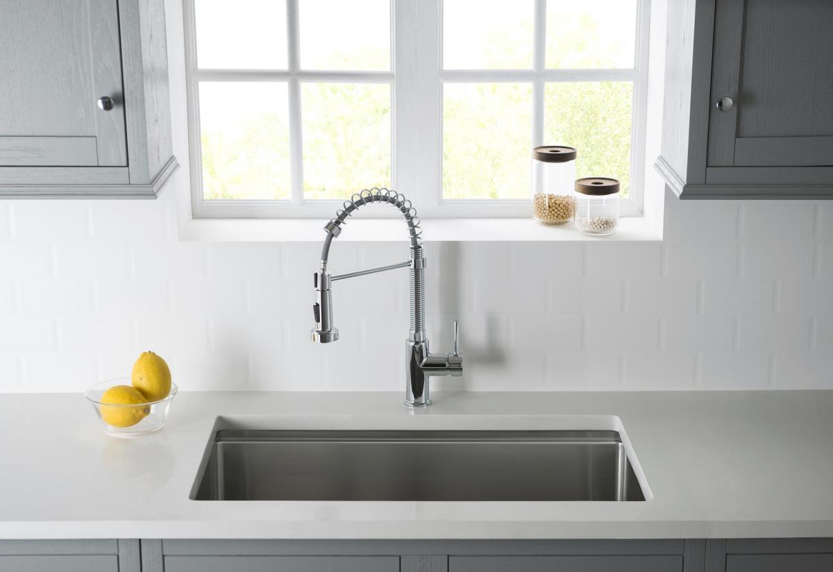 Смеситель для кухни Aquanet Европа профессиональный 2 jet хром AQ1387CR