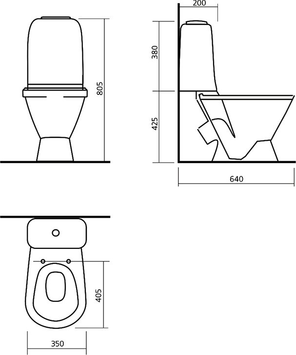 Унитаз-компакт Sanita Самарский Стандарт S1 белый WC.CC/Samarsky/1-P/WHT.G/S1