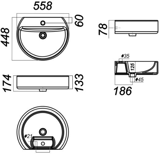 Умывальник пьедестальный Sanita Luxe Best 55 см Белый WB.PD/Best/55-C/WHT.G/S1