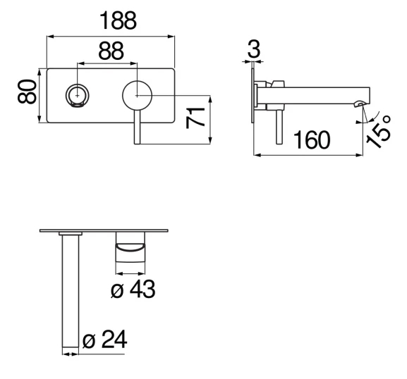 Смеситель для раковины Nobili LIVE настенный хром LV00498CR