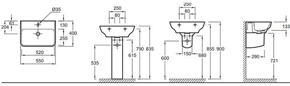 Раковина Jacob Delafon Struktura 55x40 см с отверстием под смеситель EGE112-00