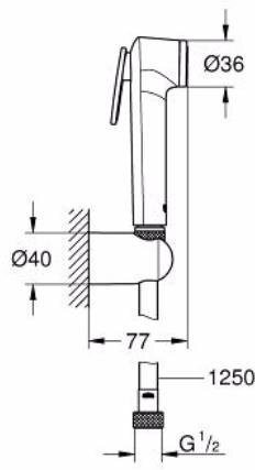 Набор для гигиенического душа GROHE Tempesta-F с держателем и шлангом 1250 мм белая луна 26356IL0