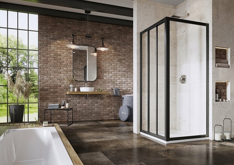 Душевая стенка Ravak Supernova APSS-80 800x1980 мм черный/прозрачное стекло 940403R2Z1