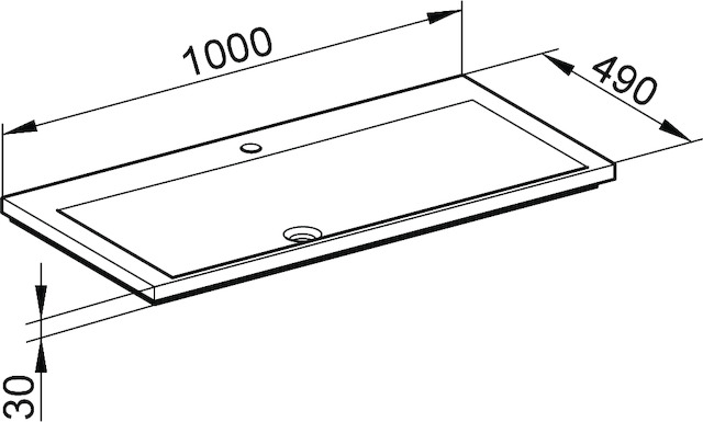Умывальник из минерального литья Keuco Royal Reflex 1000х490х30 мм 34071311001