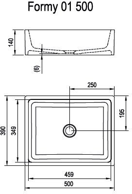 Умывальник RAVAK Formy 01 500 500x390 мм белый без перелива XJL01250000