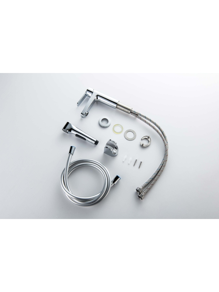 Смеситель для раковины Aquanet Лугано 106 мм с гигиеническим душем хром AQ1712CR