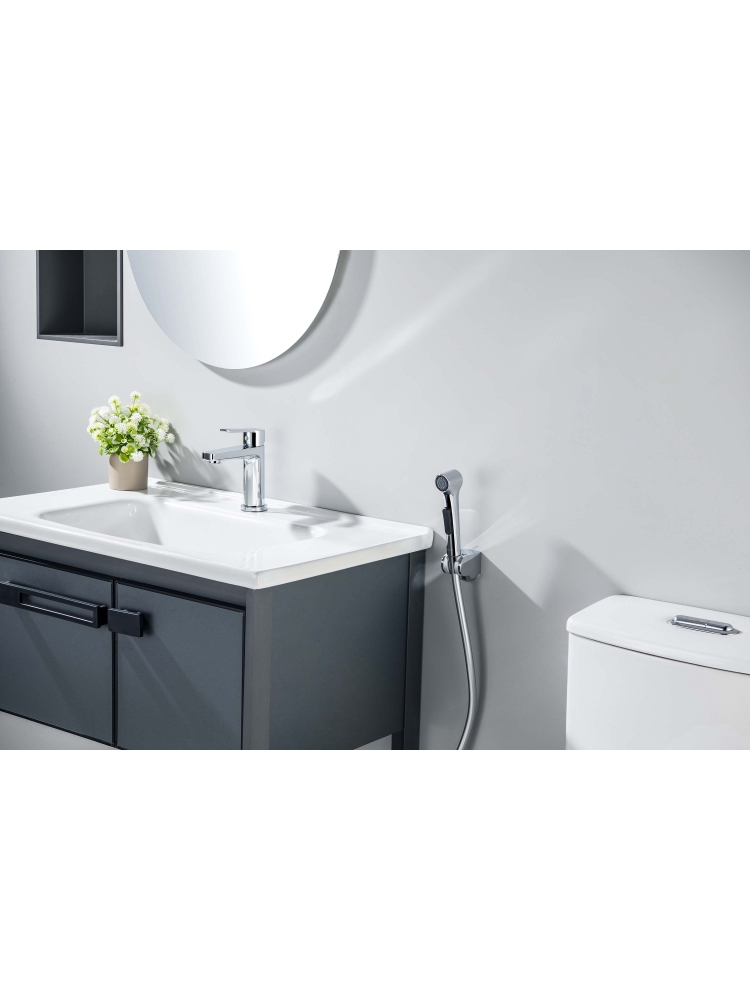 Смеситель для раковины Aquanet Лугано 106 мм с гигиеническим душем хром AQ1712CR