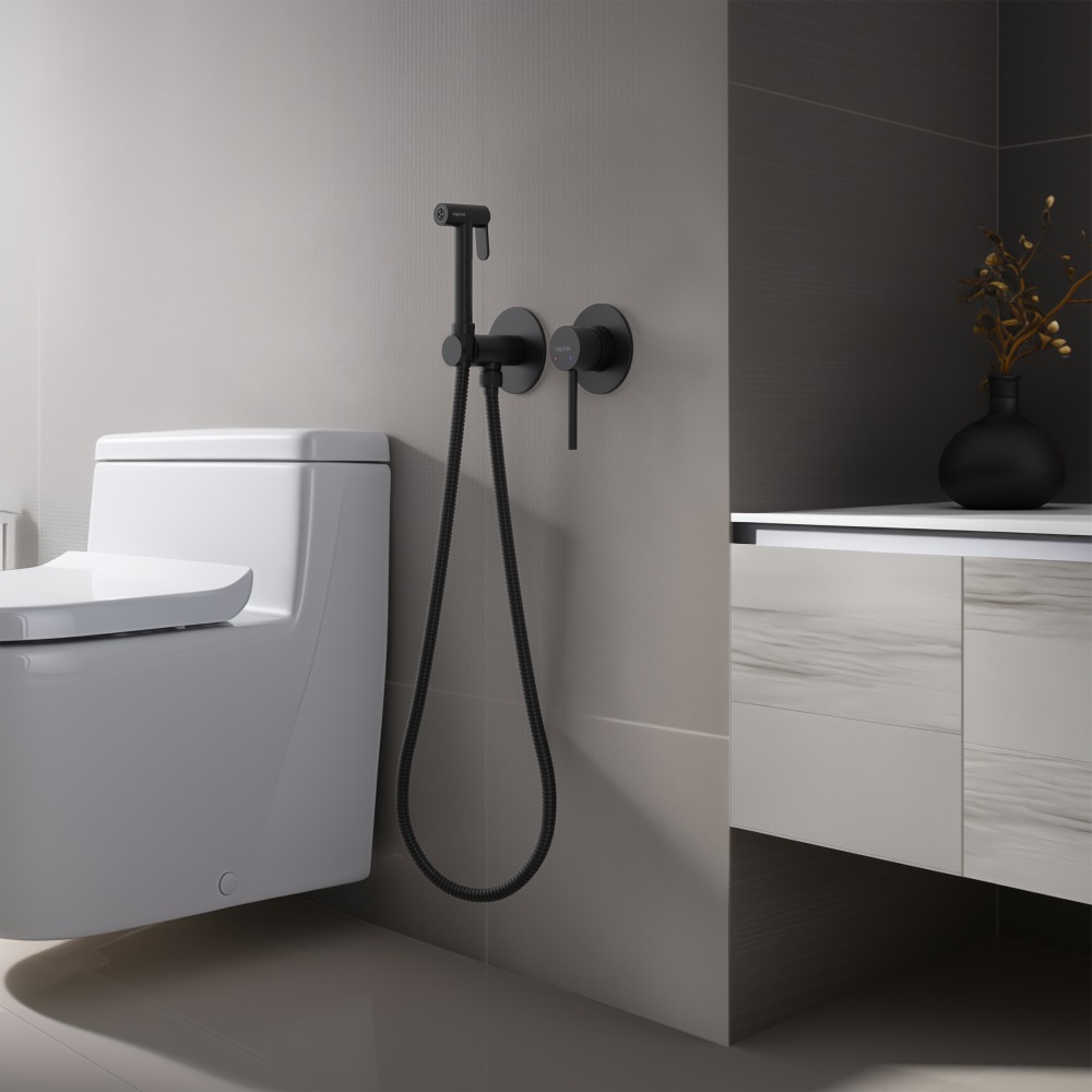 Комплект для гигиенического душа Aquanet Европа AQ1319MB встроенный матовый черный AQ1319MB