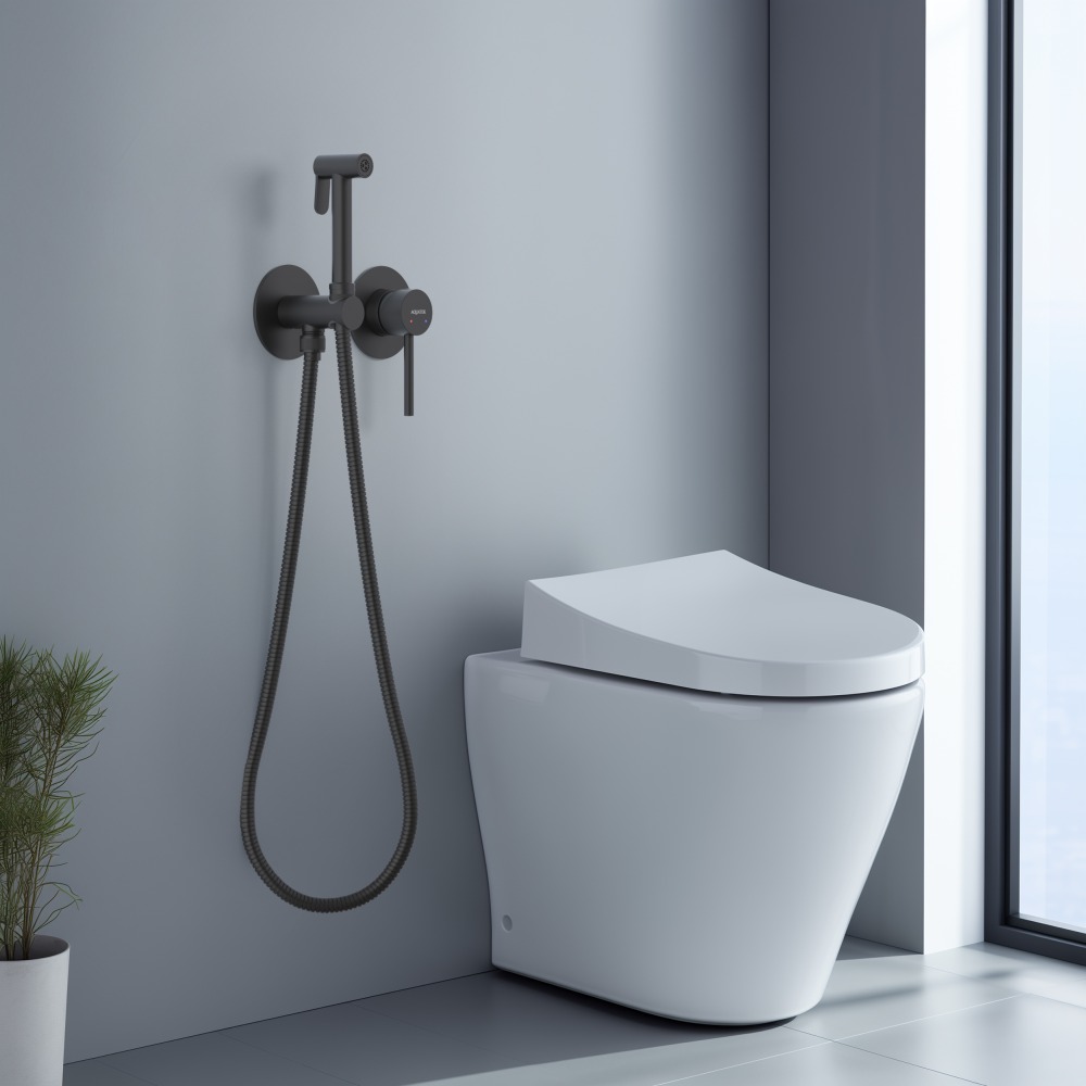 Комплект для гигиенического душа Aquanet Европа AQ1319MB встроенный матовый черный AQ1319MB