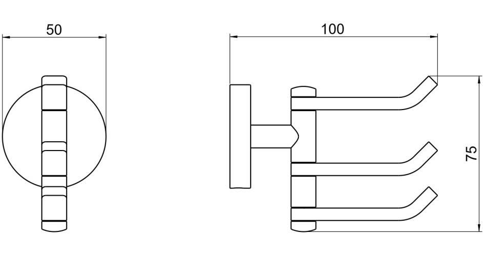 Крючок тройной Aquanet БЕТТА матовый черный AQ4632MB