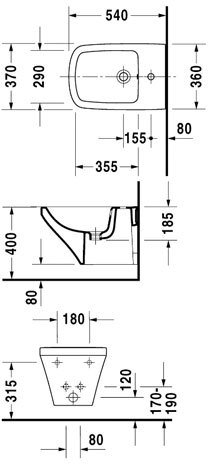 Биде подвесное Duravit DuraStyle 370x540 мм 2282150000