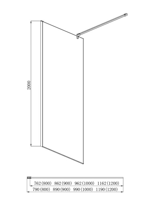 Душевая перегородка Aquanet Walk In WIW 08020GM 800x2000 мм с держателем оружейная сталь AQ WIW 08020GM