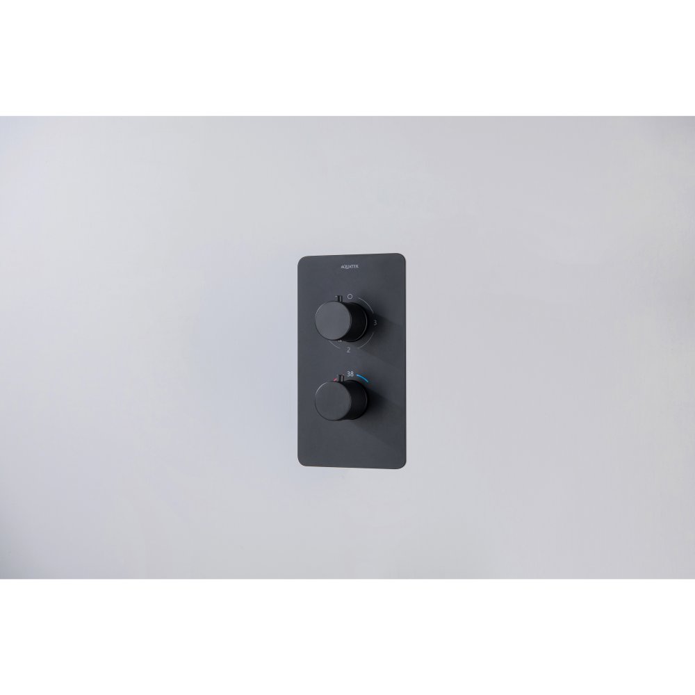 Смеситель термостатический для ванны Aquanet Европа 3 режима комплект со скрытой частью матовый черный AQ1393MB
