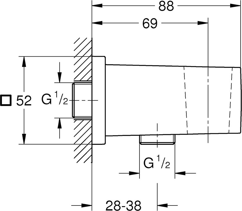 Шланговое подсоединение с держателем GROHE Euphoria Cube хром 26370000